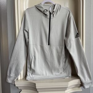 Adidas Light Gray and Black Half Zip Pullover Hoodie Size Medium